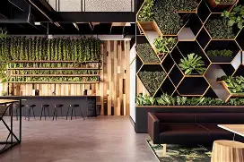 Workspace with green wall