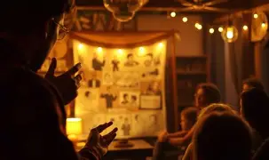 A woman listening to a story